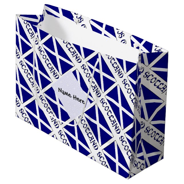 Schottland Schottische Flagge geteert Schwarze Per Große Geschenktüte (Vorderseite Schrägansicht)