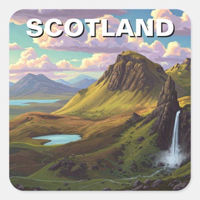 Schottland Schottland Highlands Travel Quadratischer Aufkleber (Vorderseite)