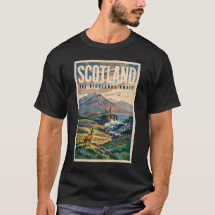 Schottland Scottish Highland-Hirsch-Illustration R T-Shirt