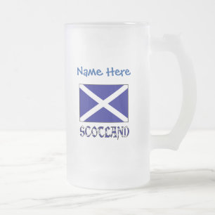 Schottland St. Andrew Kreuz Flagge Blau Personalis Mattglas Bierglas