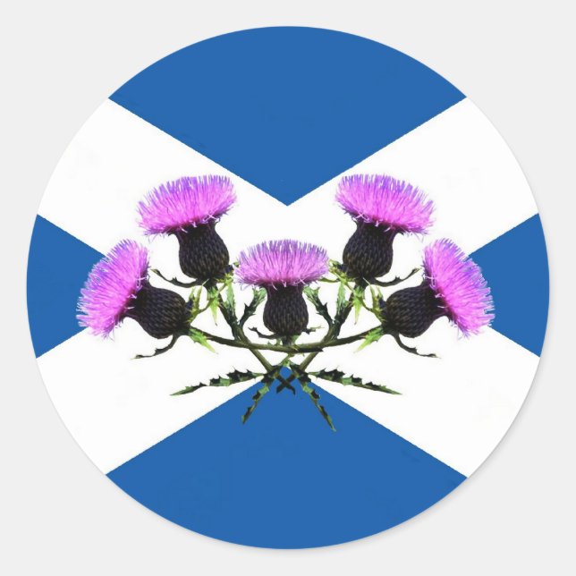 Schottland, St Andrews cross, thistle Runder Aufkleber (Vorderseite)
