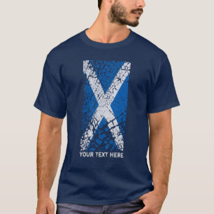 Schottland Text + abgenutzte schottische Flagge T-Shirt