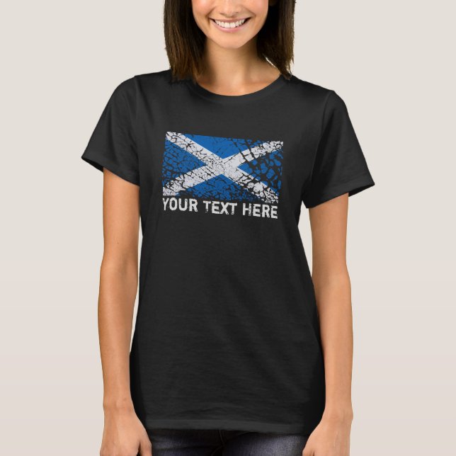Schottland-Text + Schmutzscottish-Flagge T-Shirt (Vorderseite)