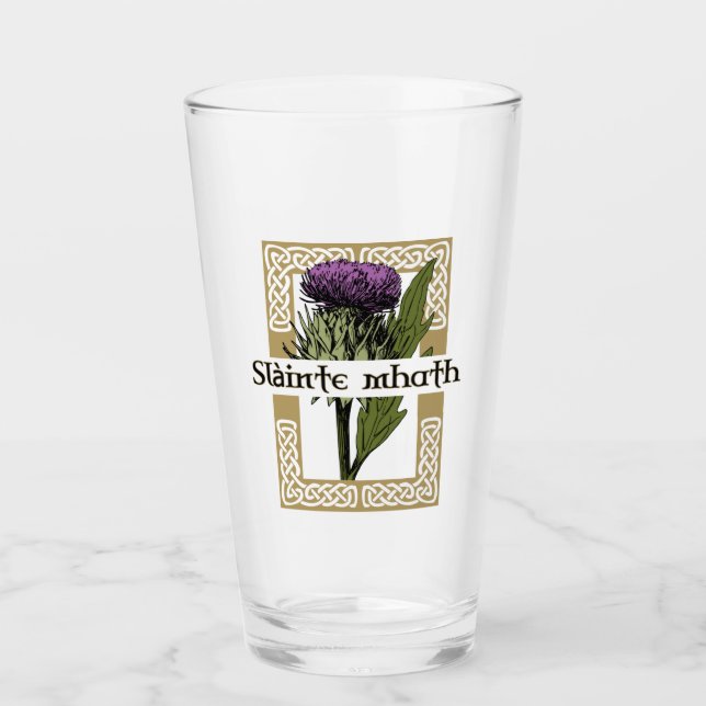 Schottland - Thistle und Schotte - Gälischer Toast Glas (Vorderseite)