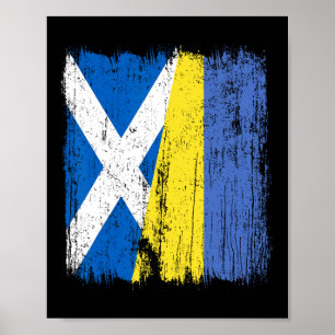 Schottland Ukraine Halbe Flagge Schottische Ukrain Poster