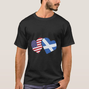 Schottland USA-Flagge T-Shirt Herz Schottisch Amer