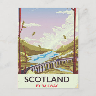 Schottland Vintage-Lok-Reiseposter Postkarte