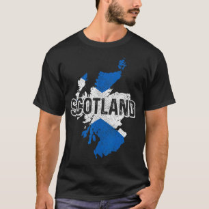 Schottland Vintage Schottische Flagge Karte Stolz T-Shirt