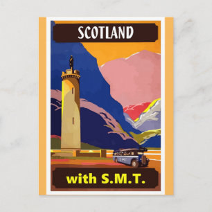Schottland Vintage SMT Bus Reiseplakat Postkarte