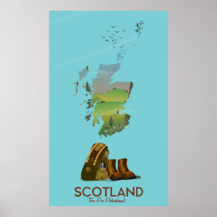 Schottland Vintage Wanderkarte Poster