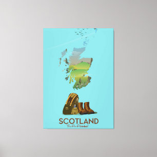 Schottland Vintage-Wanderkarte Poster Leinwanddruck