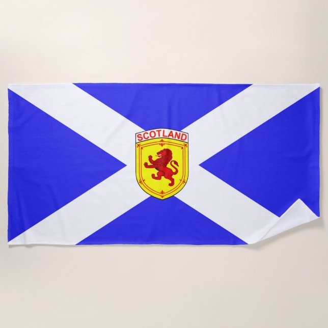 Schottland, zügelloser Löwe, alte Flagge von Strandtuch (Vorderseite)