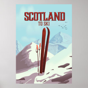 Schottland zum Skifahren Vintage-Reiseplakat Poster