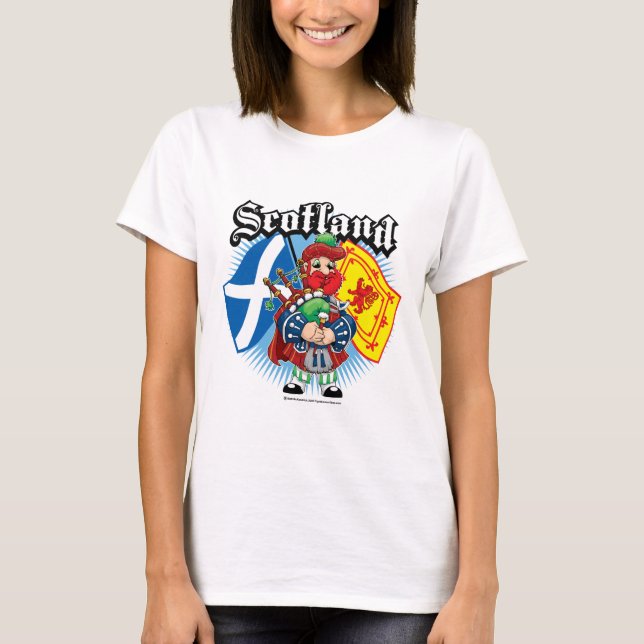 Schottlandflaggen und -pfeifer T-Shirt (Vorderseite)