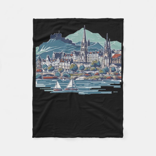 Schottlands Atemberaubende 3D-Sketchinsel Skye Fleecedecke (Vorderseite)