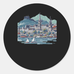 Schottlands Atemberaubende 3D-Sketchinsel Skye Runder Aufkleber