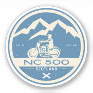 Schottlands North Coast 500 Motorrad-Tour Aufkleber