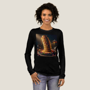 Schräg Tower von Yummy! Damen-T-Shirt Langarm Tri-Blend Shirt
