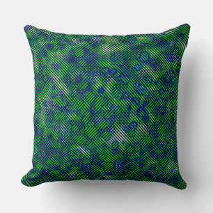 Schräge grüne Streifen, gefleckt mit Karo Kissen