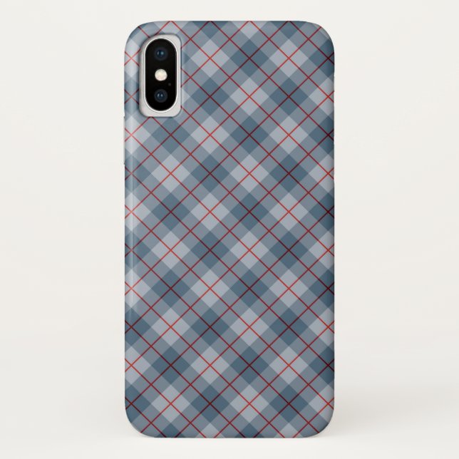 Schräger karierter Blau-Roter Streifen Case-Mate iPhone Hülle (Rückseite)
