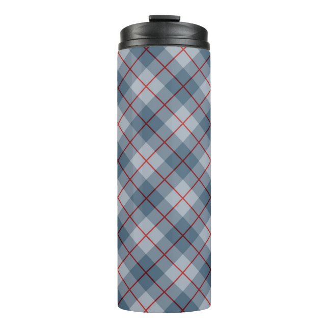 Schräger karierter Blau-Roter Streifen Thermosbecher (Vorderseite)