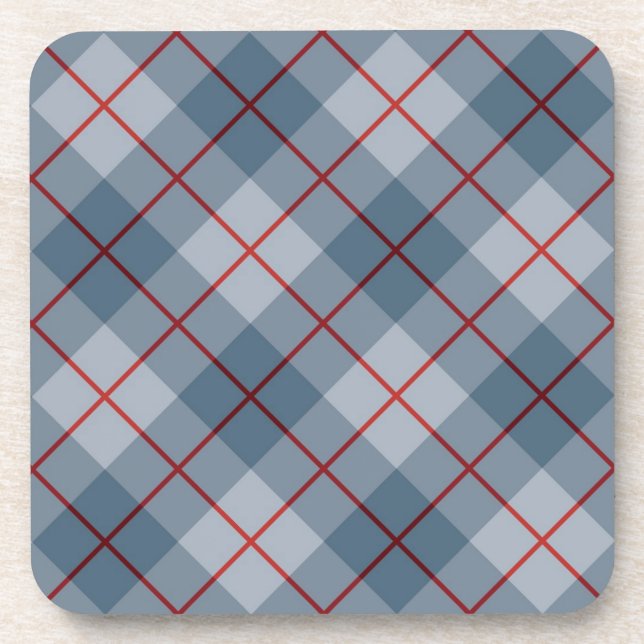 Schräger karierter Blau-Roter Streifen Untersetzer (Vorderseite)