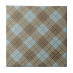 Schrägkariert in Blau und Braun Fliese