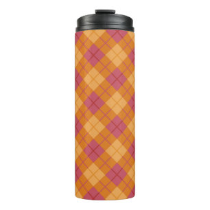 Schrägkariert in Orange und Pink Thermosbecher