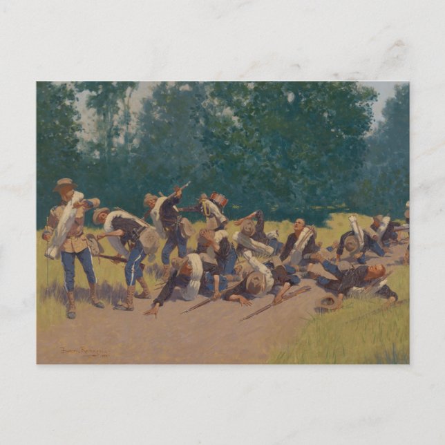 Schrapnelschrei auf San Juan Hill Postkarte (Vorderseite)