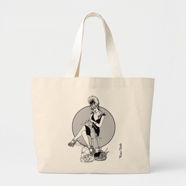 Schraubendraht-Mädchen-Stricken Jumbo Stoffbeutel (Vorne)