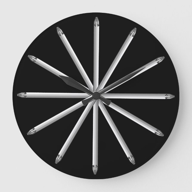 Schraubendreher Bits - Zeitgenössisch modern Große Wanduhr (Vorderseite)