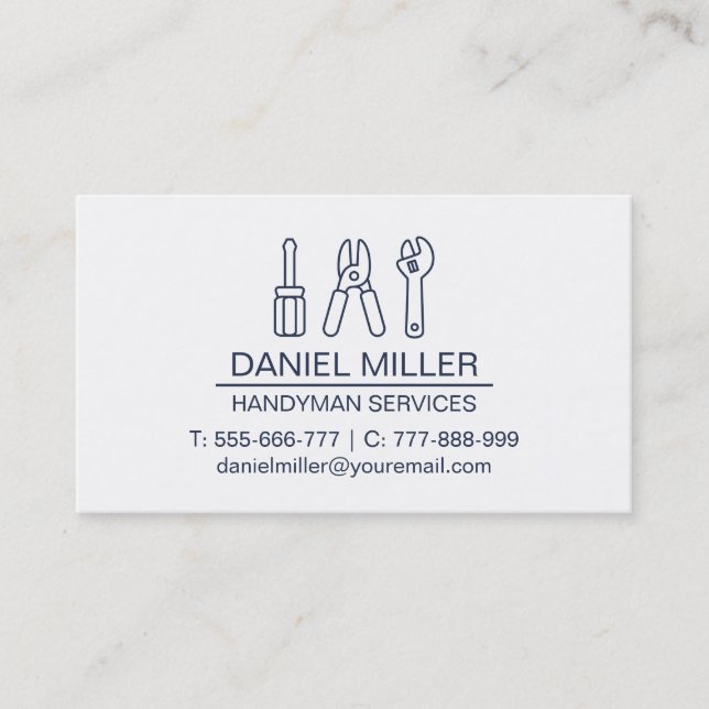 Schraubendreher Drahtschneider Kontur Handyman Visitenkarte (Vorderseite)