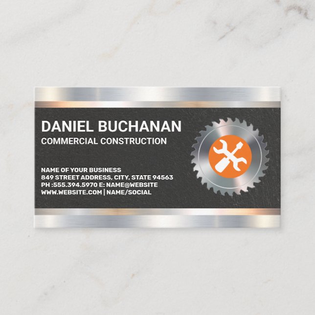 Schraubendreher mit kreisförmiger Säge | Metallisc Visitenkarte (Vorderseite)