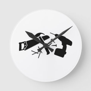 Schraubenhammer-Nägel sahen Runde Wanduhr