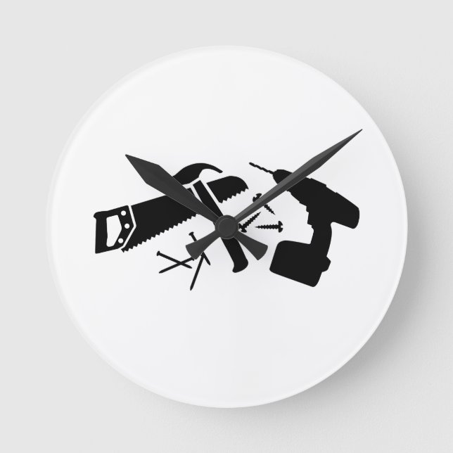 Schraubenhammer-Nägel sahen Runde Wanduhr (Vorderseite)