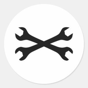 Schraubenschlüssel gekreuzt runder aufkleber