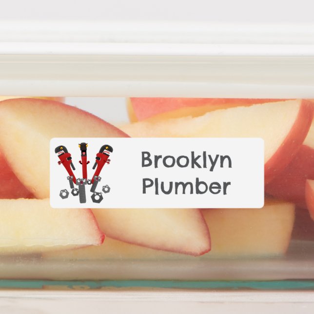 Schraubenschlüssel Spaß Cartoon personalisiert Etiketten (Befestigt)