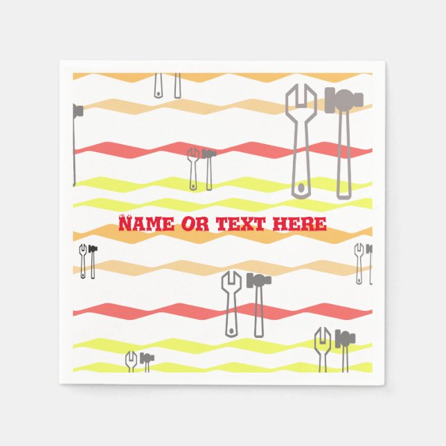 Schraubenschlüssel und Hammer mit Zickzacklinien Serviette (Vorderseite)