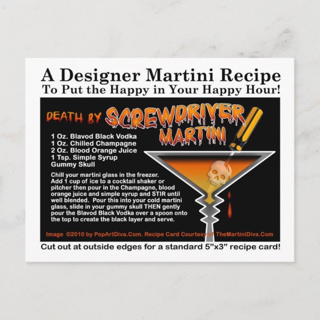Schraubenzieher Halloween Martini Rezept Postkarte (Vorderseite)