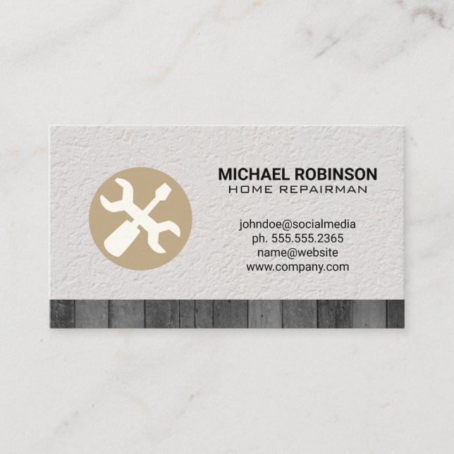 Schraubenzieher | Texturholzschneide Visitenkarte (Vorderseite)