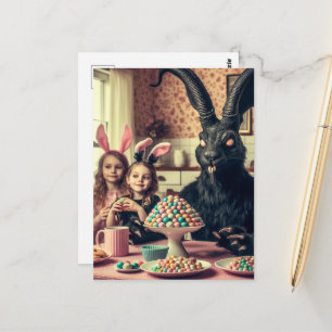 Schrecken am Ostertisch Postkarte