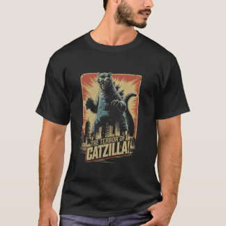 Schrecken der Vintage-Catzilla-Katze T-Shirt Gruse