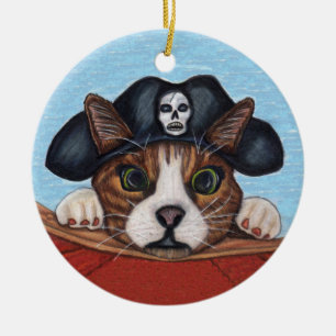 Schrecken im Red Boat Black Pirate Hat Keramik Ornament