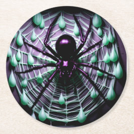Schreckliche Gigantische Schwarze Spinne! Runder Pappuntersetzer