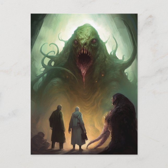 Schreckliche Grüne Kreatur Horror Kunst Postkarte (Vorderseite)