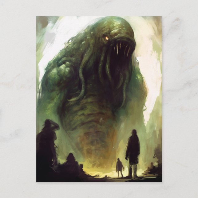 Schreckliche Grüne Kreatur Horror Kunst Postkarte (Vorderseite)