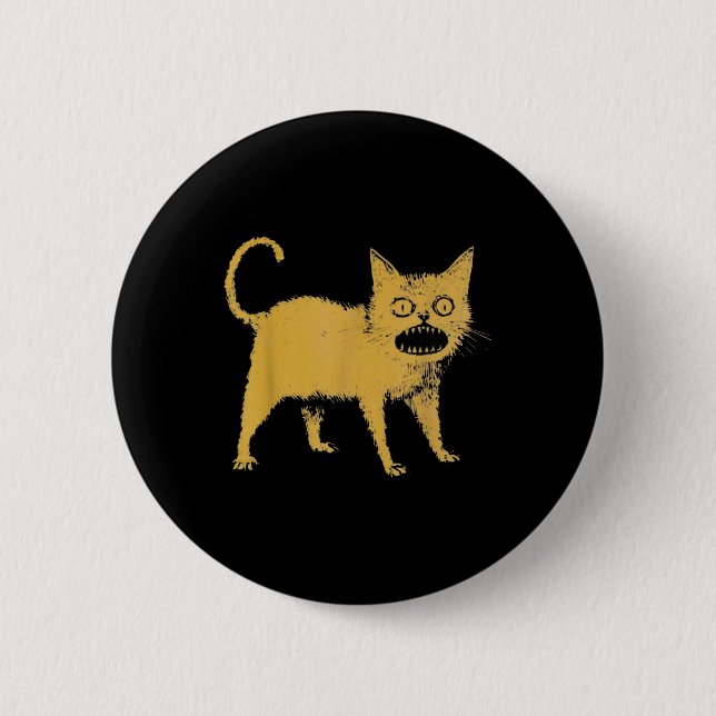 Schreckliche japanische Katze Funny Button (Vorderseite)