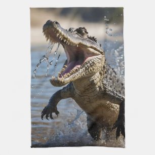 Schreckliche Kiefer: Australisches Krokodil spring Geschirrtuch