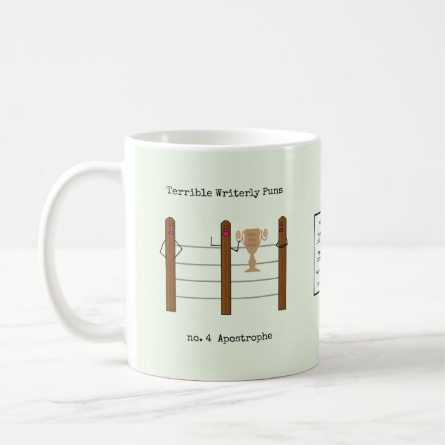 Schreckliche Writerly Wortspiele Kaffeetasse (Links)