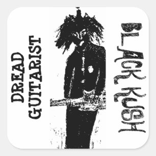 SCHRECKLICHER GITARRIST BLACK KUSH QUADRATISCHER AUFKLEBER